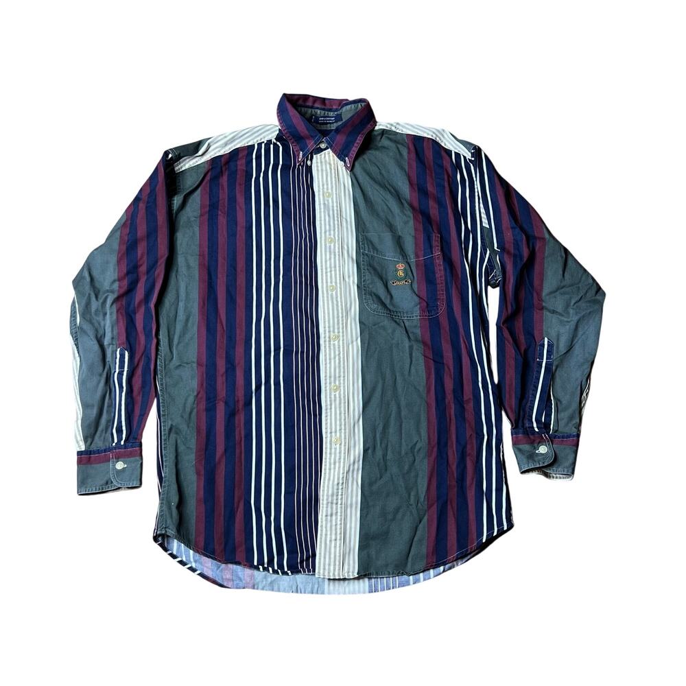 Vintage 90s Chaps Ralph Lauren Polo Long Sleeve Striped Shirt Medium
